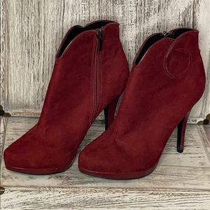 LimeLight Burgundy Red Suede High Heel Booties